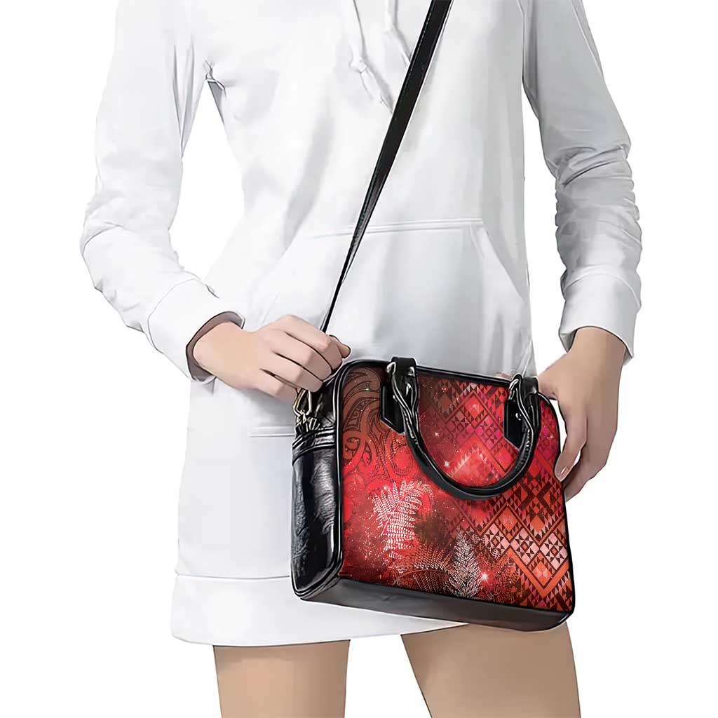 Aotearoa Taniko Matariki Shoulder Handbag Cosmic Red LT7 - Polynesian Pride