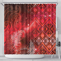 Aotearoa Taniko Matariki Shower Curtain Cosmic Red LT7 - Polynesian Pride