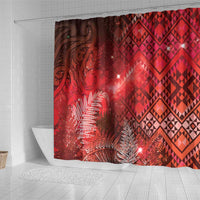 Aotearoa Taniko Matariki Shower Curtain Cosmic Red LT7 - Polynesian Pride