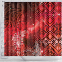 Aotearoa Taniko Matariki Shower Curtain Cosmic Red LT7 - Polynesian Pride