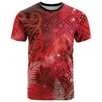 Aotearoa Taniko Matariki T Shirt Cosmic Red LT7 Red - Polynesian Pride