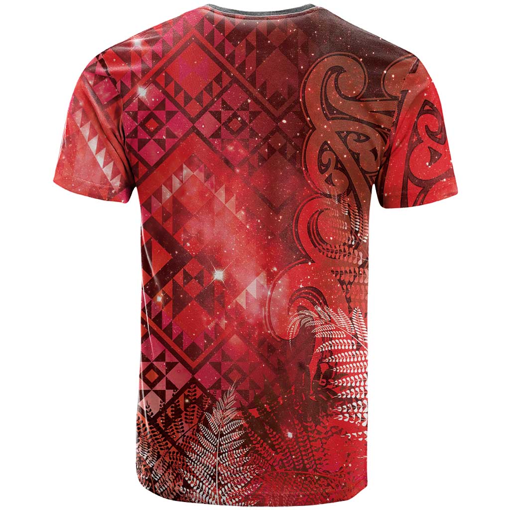 Aotearoa Taniko Matariki T Shirt Cosmic Red LT7 - Polynesian Pride