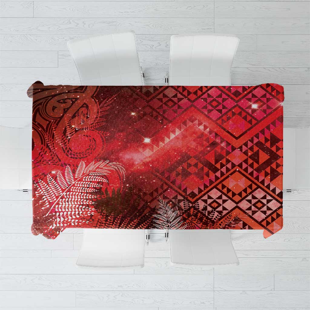 Aotearoa Taniko Matariki Tablecloth Cosmic Red LT7 Red - Polynesian Pride