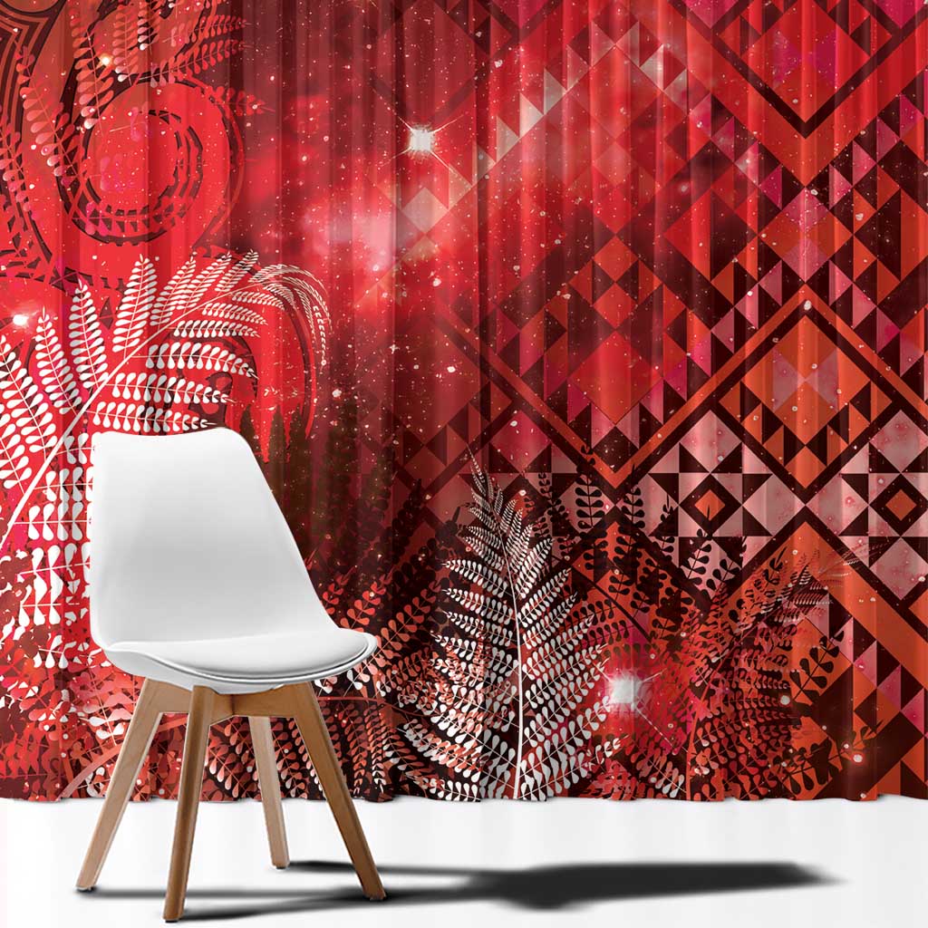 Aotearoa Taniko Matariki Window Curtain Cosmic Red LT7 - Polynesian Pride