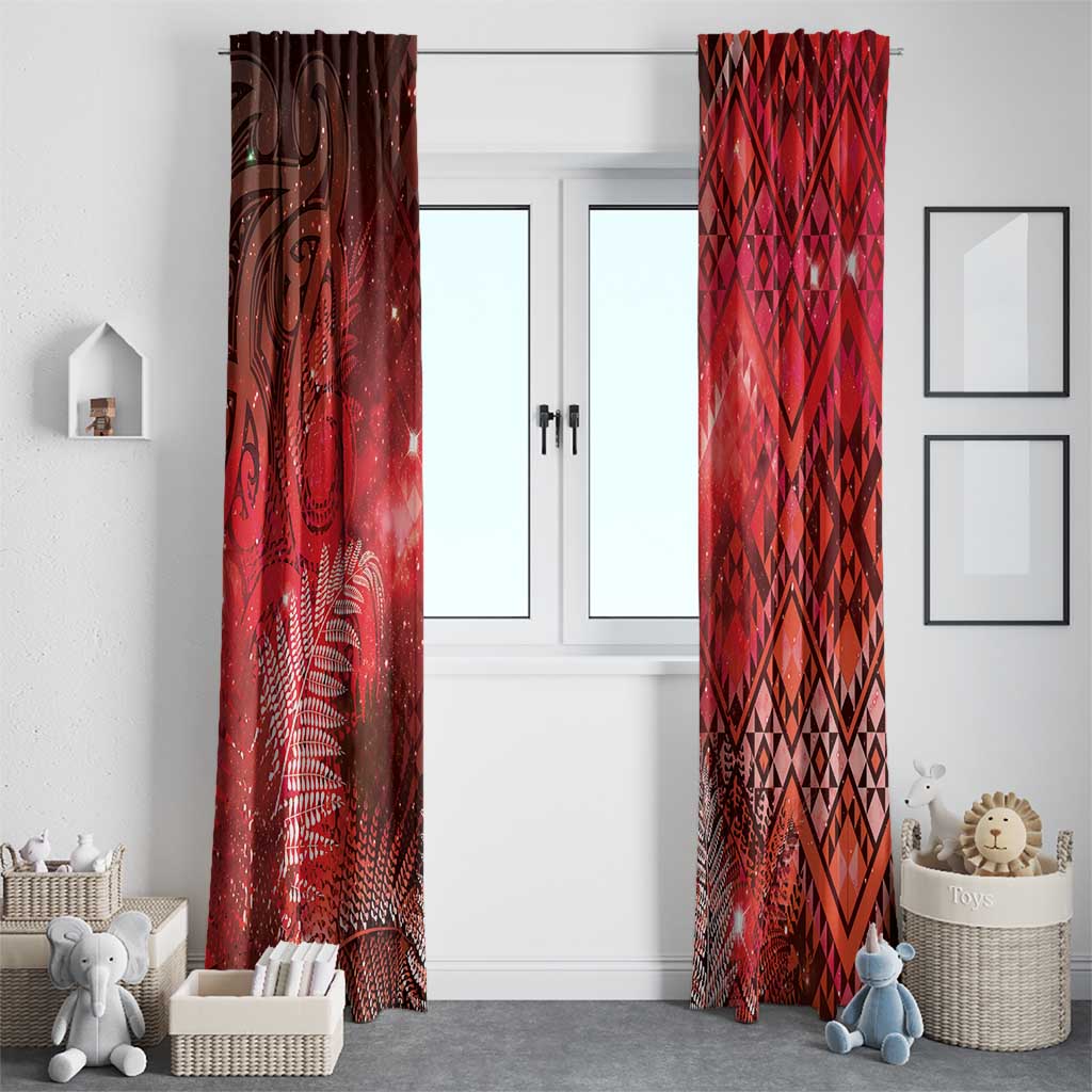 Aotearoa Taniko Matariki Window Curtain Cosmic Red LT7 - Polynesian Pride