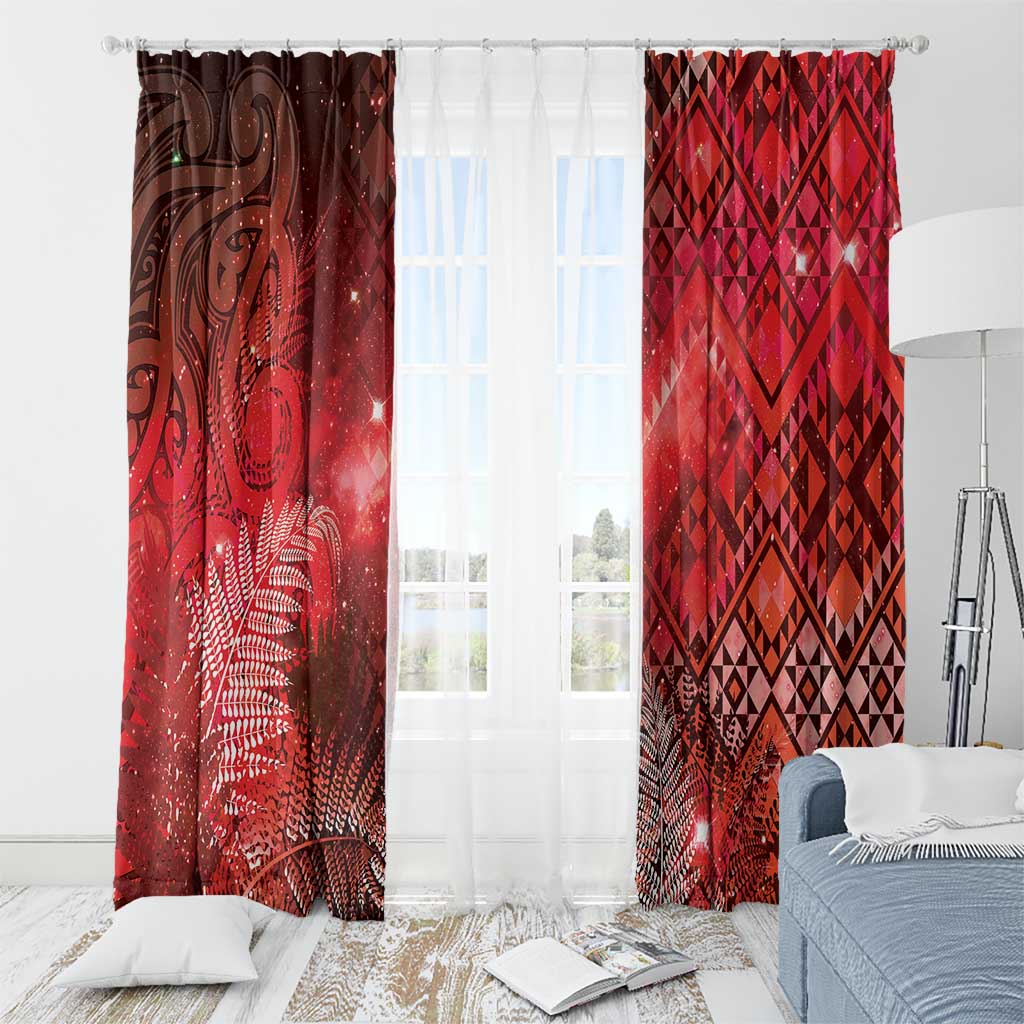 Aotearoa Taniko Matariki Window Curtain Cosmic Red LT7 - Polynesian Pride