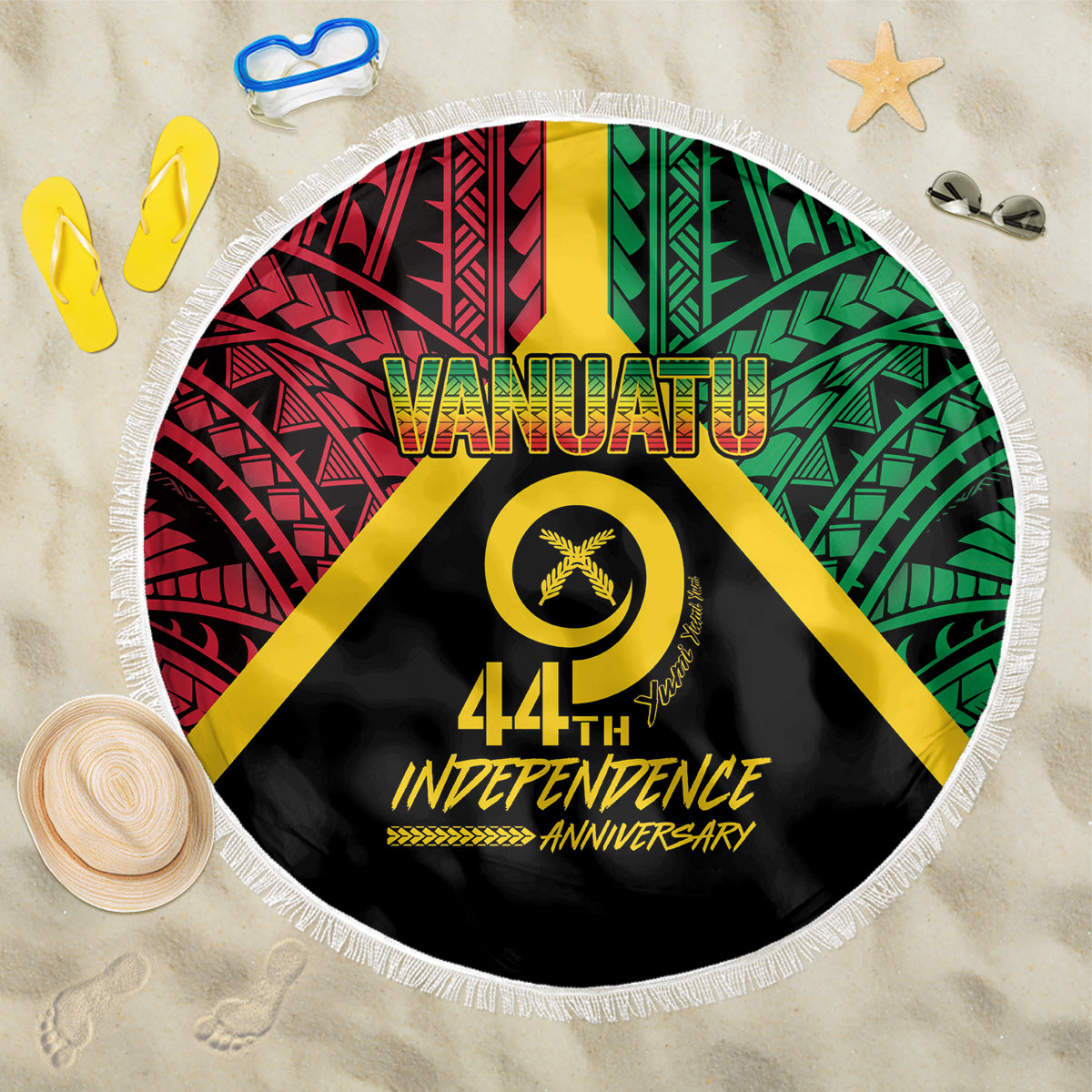 Vanuatu 44th Independence Anniversary Beach Blanket LT7 One Size 150cm Colorful - Polynesian Pride