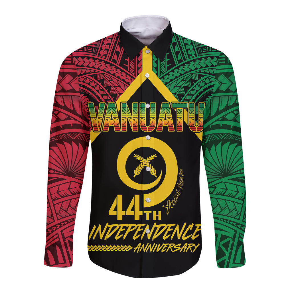 Vanuatu 44th Independence Anniversary Long Sleeve Button Shirt LT7 Unisex Colorful - Polynesian Pride