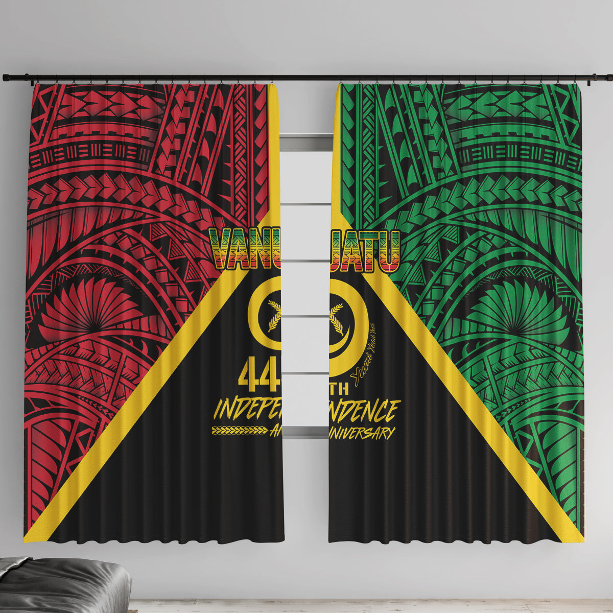 Vanuatu 44th Independence Anniversary Window Curtain LT7 With Hooks Colorful - Polynesian Pride