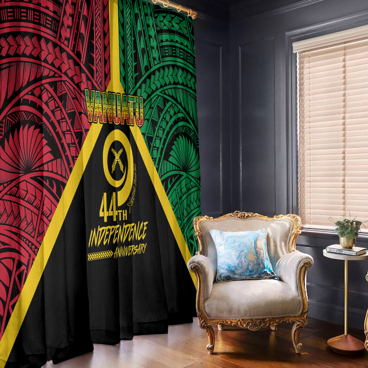Vanuatu 44th Independence Anniversary Window Curtain LT7 - Polynesian Pride