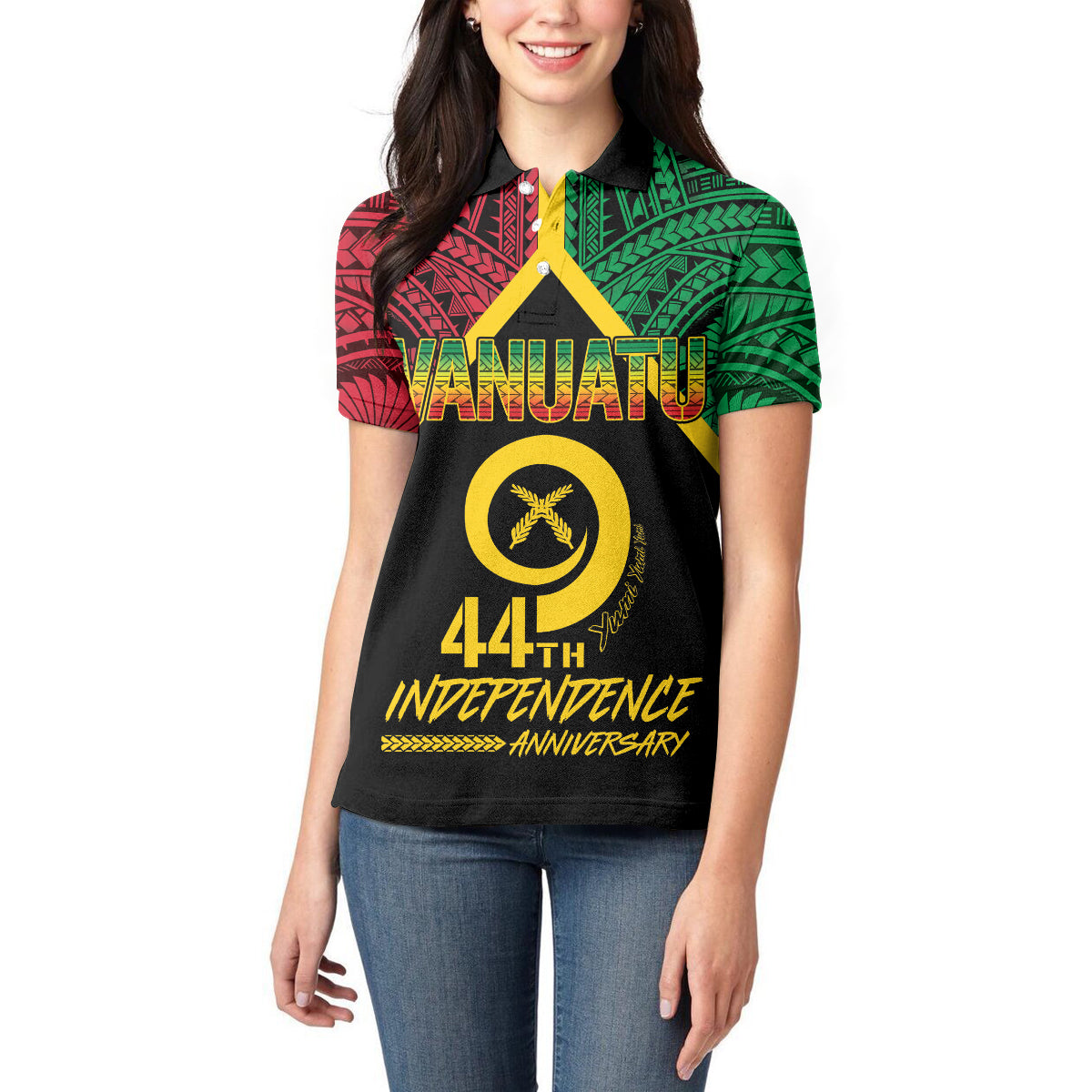 Vanuatu 44th Independence Anniversary Women Polo Shirt LT7 - Polynesian Pride