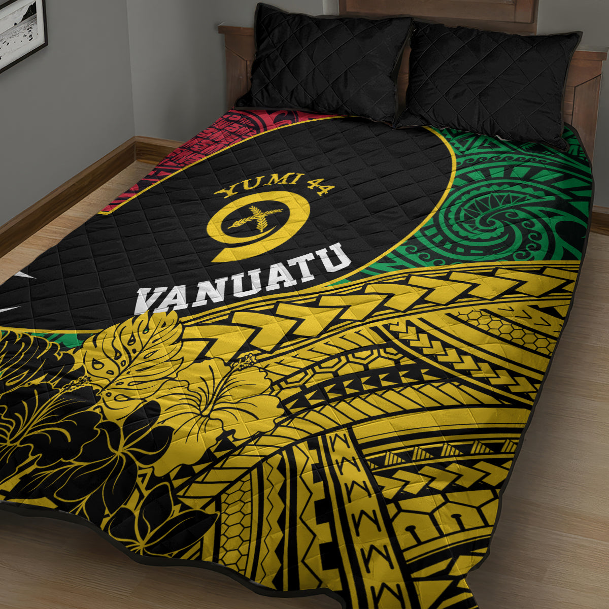 Vanuatu Independence Day Yumi 44 Quilt Bed Set LT7 - Polynesian Pride