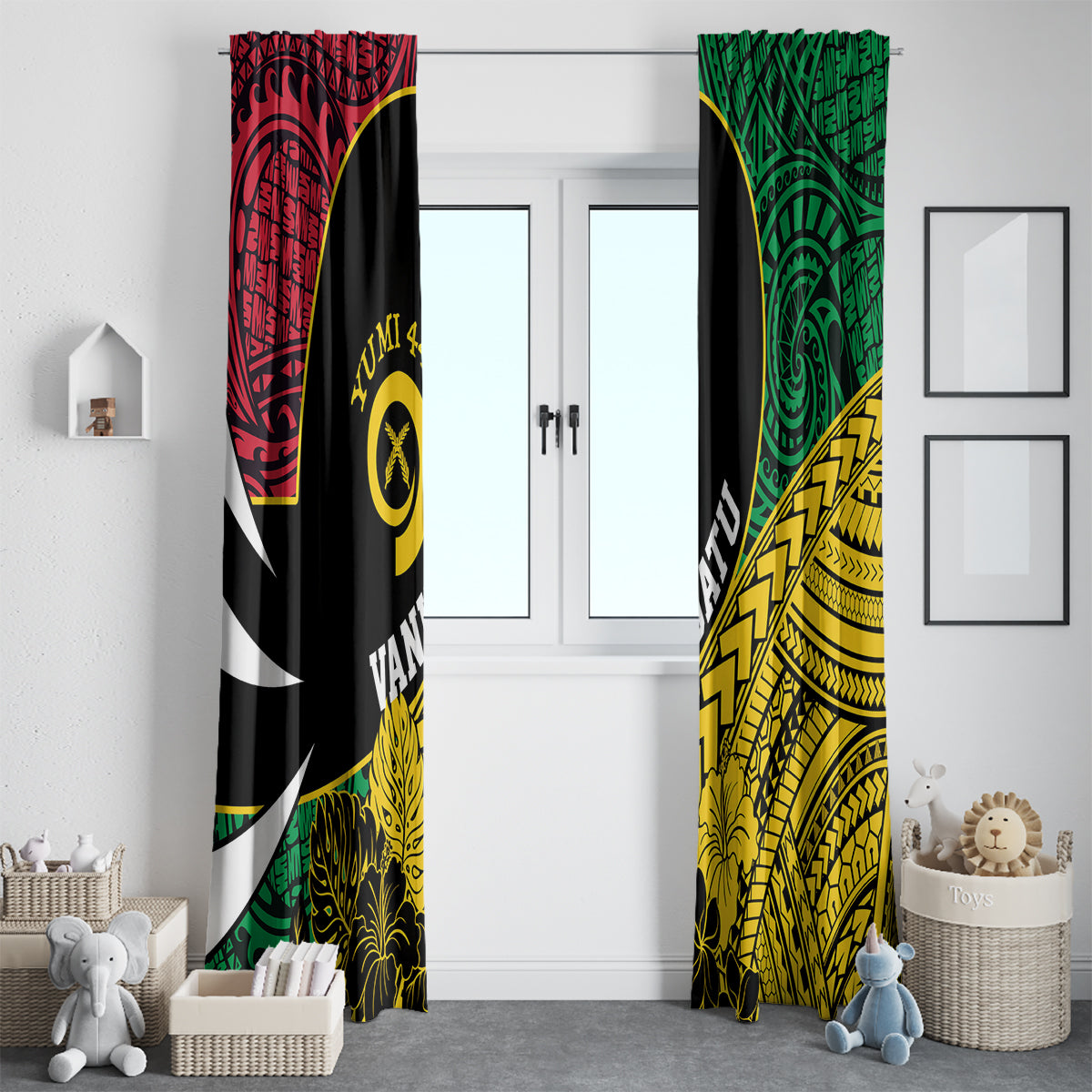 Vanuatu Independence Day Yumi 44 Window Curtain LT7 - Polynesian Pride