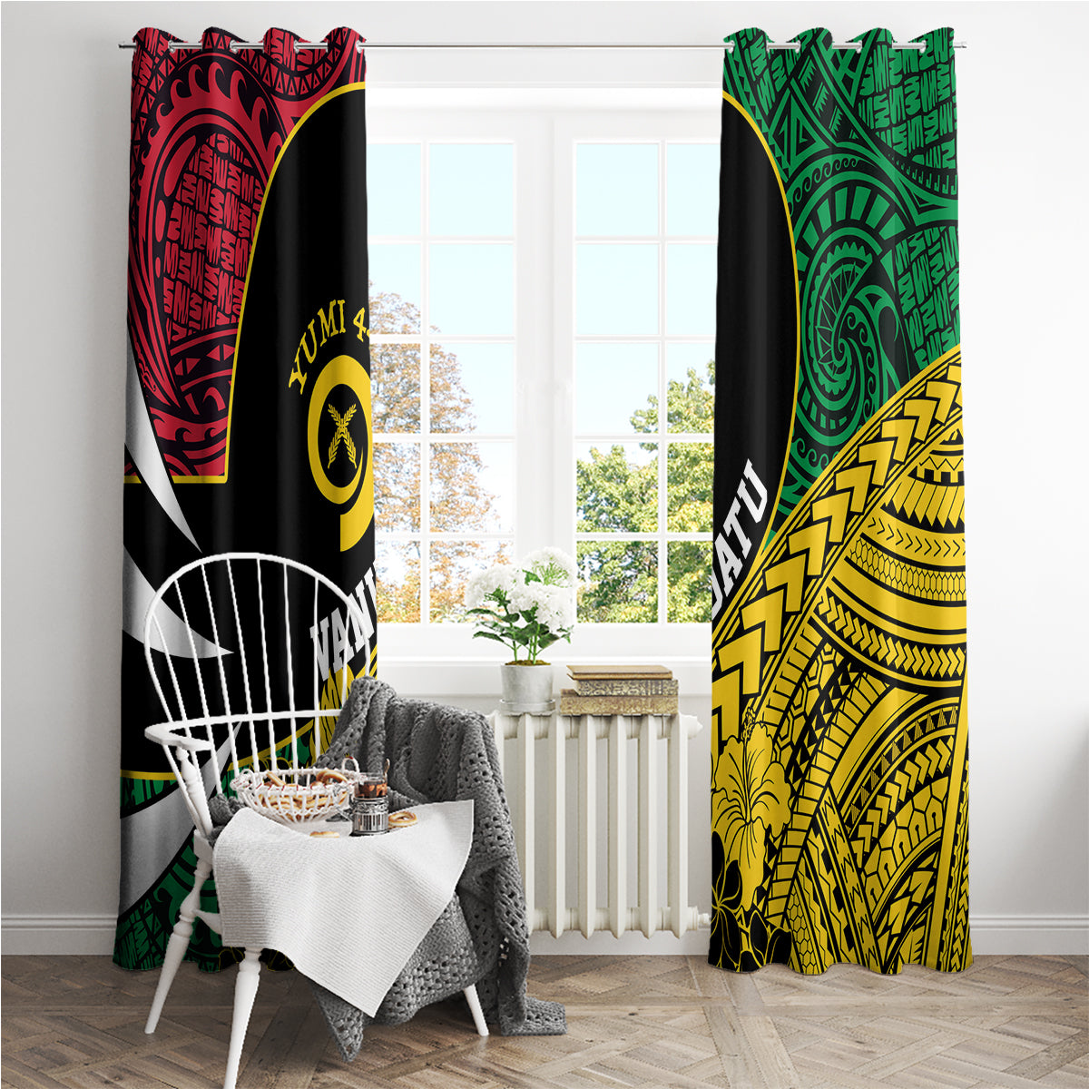 Vanuatu Independence Day Yumi 44 Window Curtain LT7 - Polynesian Pride