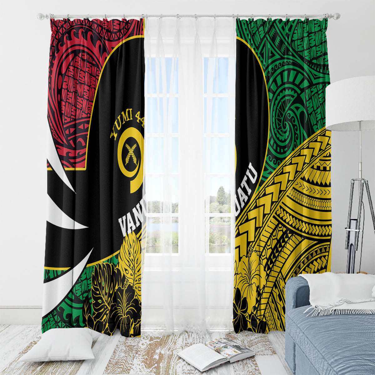 Vanuatu Independence Day Yumi 44 Window Curtain LT7 - Polynesian Pride