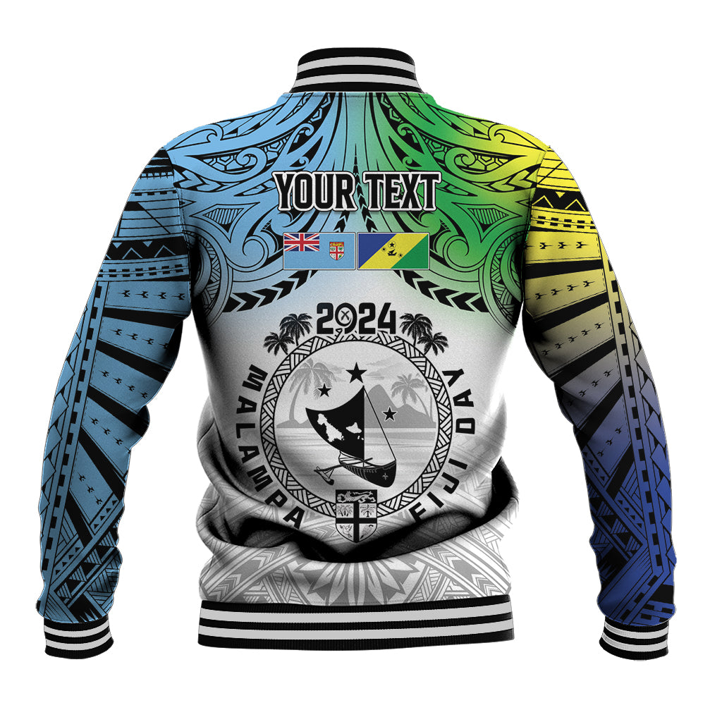Malampa Fiji Day Baseball Jacket Gradient Style LT7 - Polynesian Pride