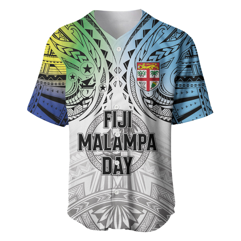 Malampa Fiji Day Baseball Jersey Gradient Style LT7 White - Polynesian Pride