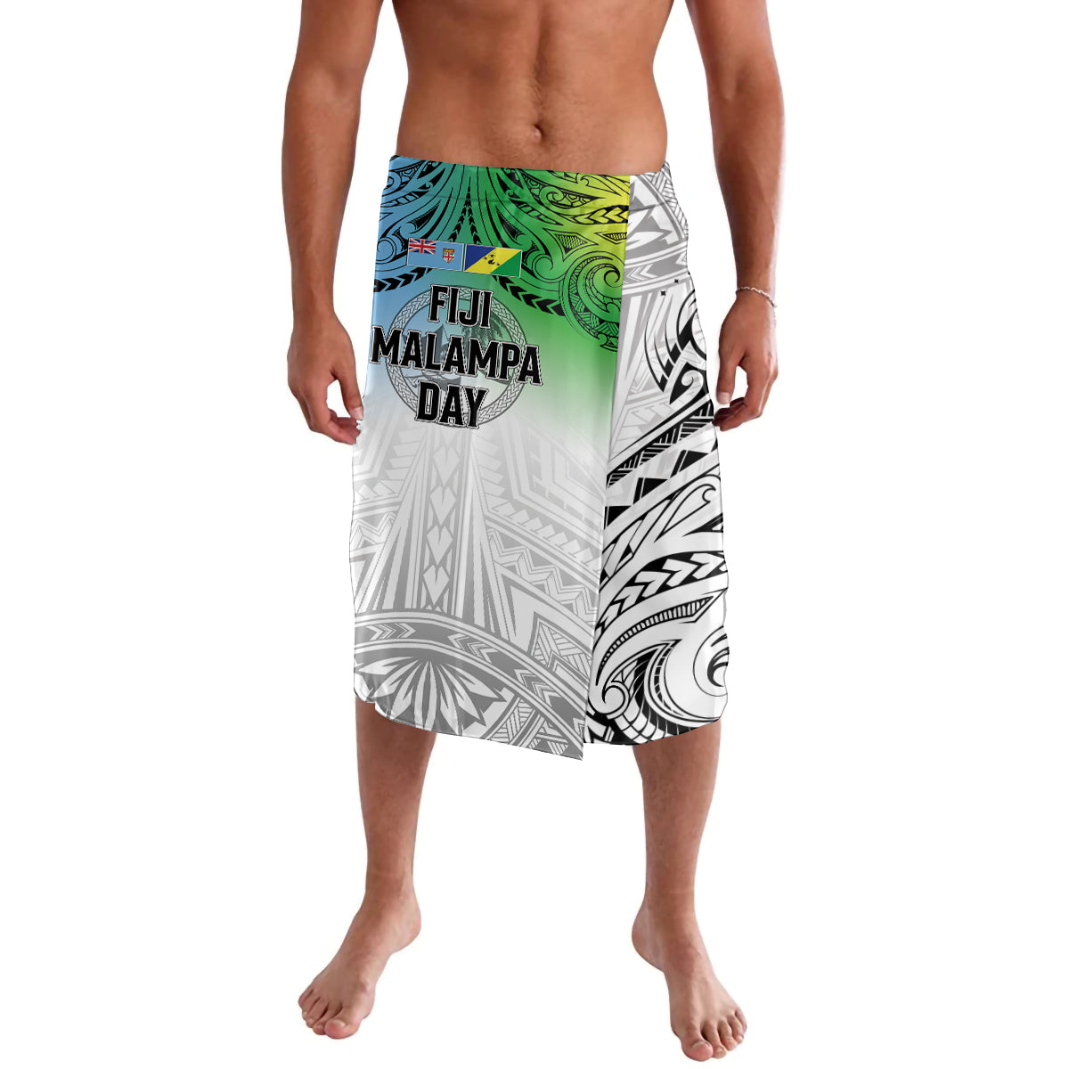Malampa Fiji Day Lavalava Gradient Style LT7 White - Polynesian Pride