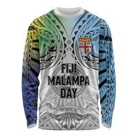 Malampa Fiji Day Long Sleeve Shirt Gradient Style LT7 Unisex White - Polynesian Pride