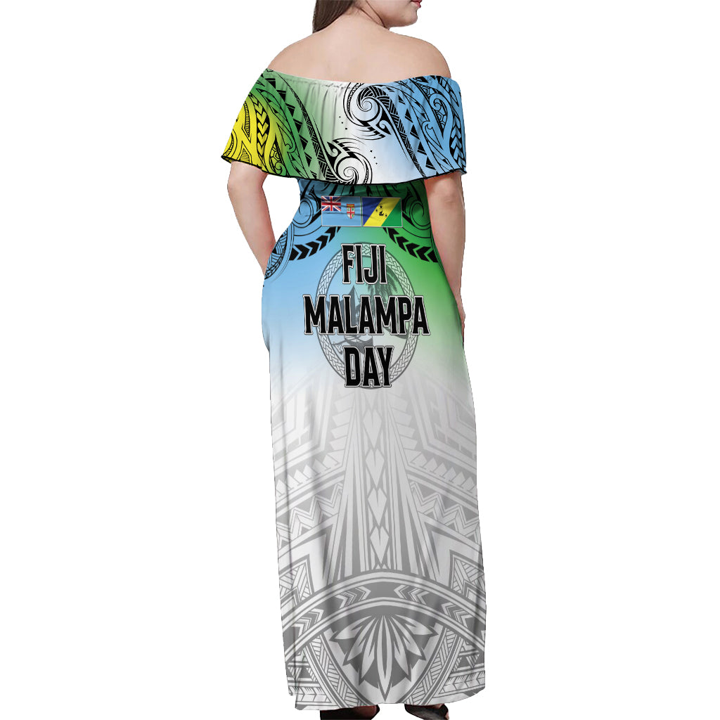 Malampa Fiji Day Off Shoulder Maxi Dress Gradient Style LT7 - Polynesian Pride