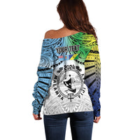 Malampa Fiji Day Off Shoulder Sweater Gradient Style LT7 - Polynesian Pride