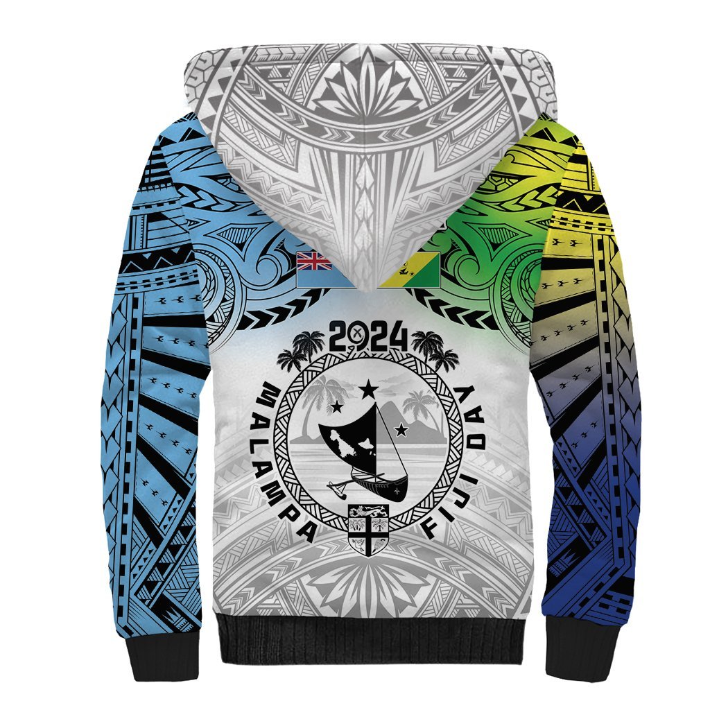 Malampa Fiji Day Sherpa Hoodie Gradient Style LT7 - Polynesian Pride