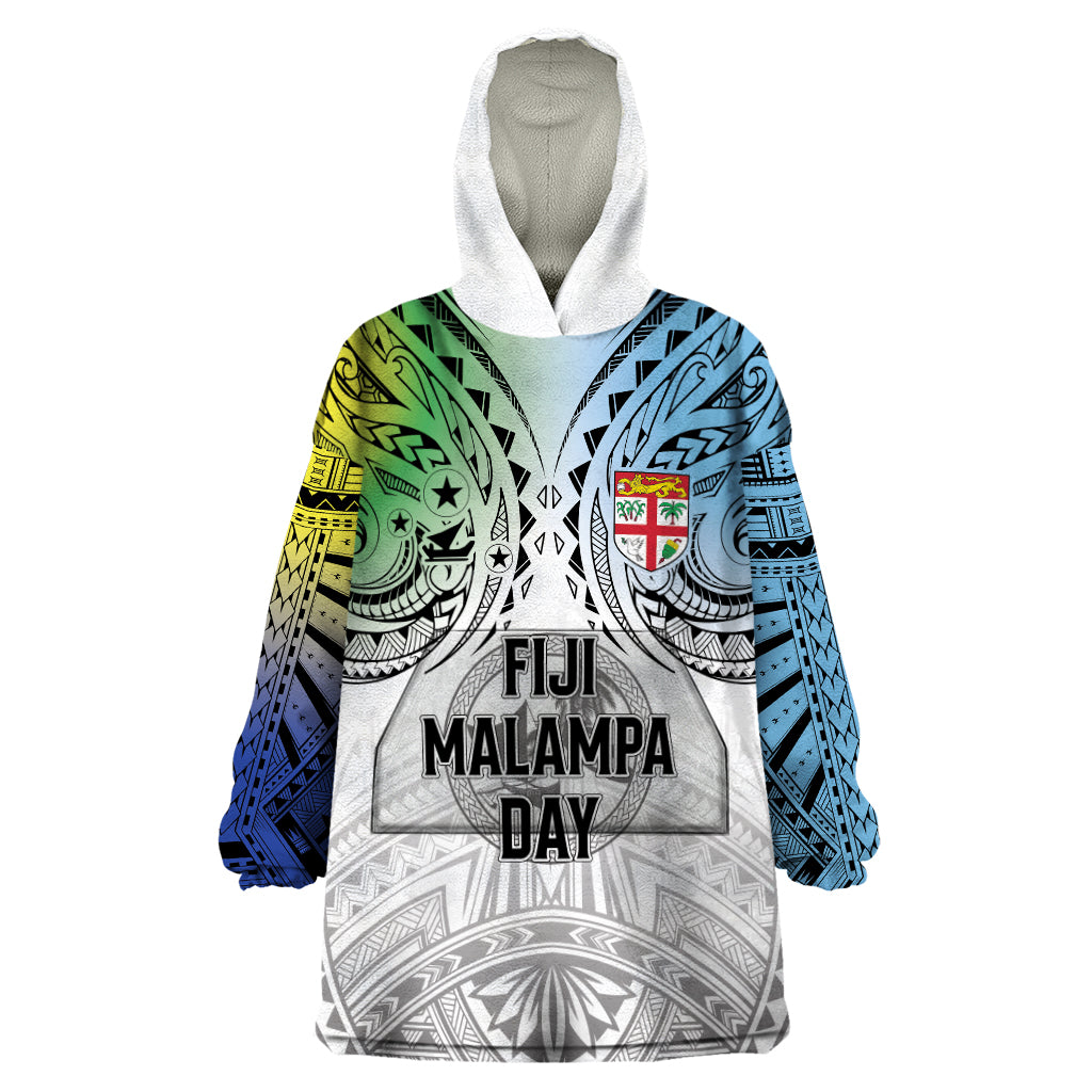 Malampa Fiji Day Wearable Blanket Hoodie Gradient Style LT7 One Size White - Polynesian Pride