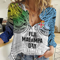 Malampa Fiji Day Women Casual Shirt Gradient Style LT7 Female White - Polynesian Pride