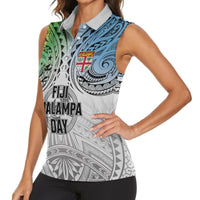 Malampa Fiji Day Women Sleeveless Polo Shirt Gradient Style LT7 - Polynesian Pride
