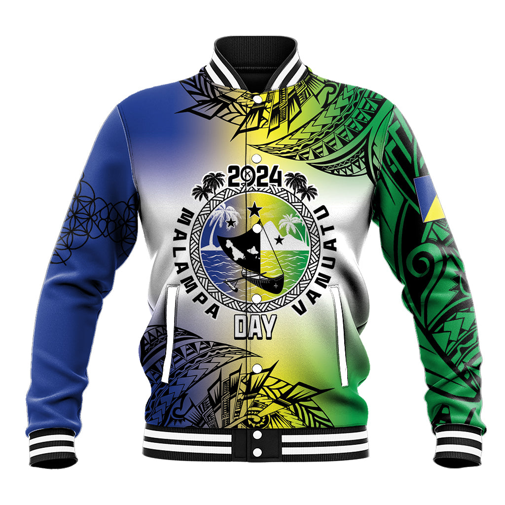 Malampa Day Baseball Jacket Emblem Gradient Style LT7 Unisex Colorful - Polynesian Pride
