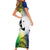 Malampa Day Family Matching Short Sleeve Bodycon Dress and Hawaiian Shirt Emblem Gradient Style