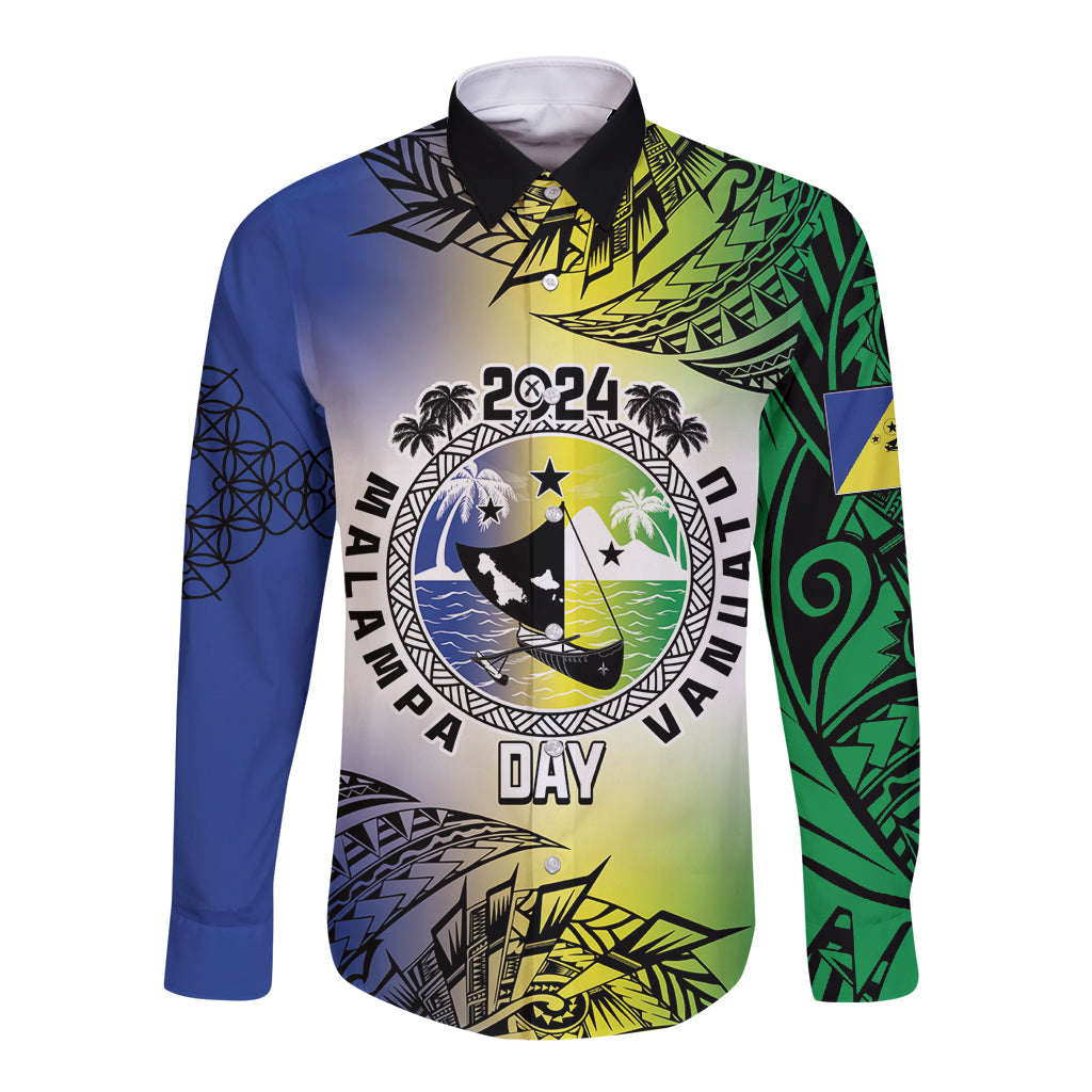 Malampa Day Long Sleeve Button Shirt Emblem Gradient Style LT7 Unisex Colorful - Polynesian Pride
