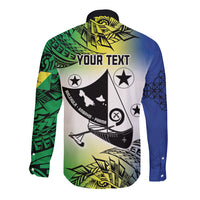 Malampa Day Long Sleeve Button Shirt Emblem Gradient Style LT7 - Polynesian Pride