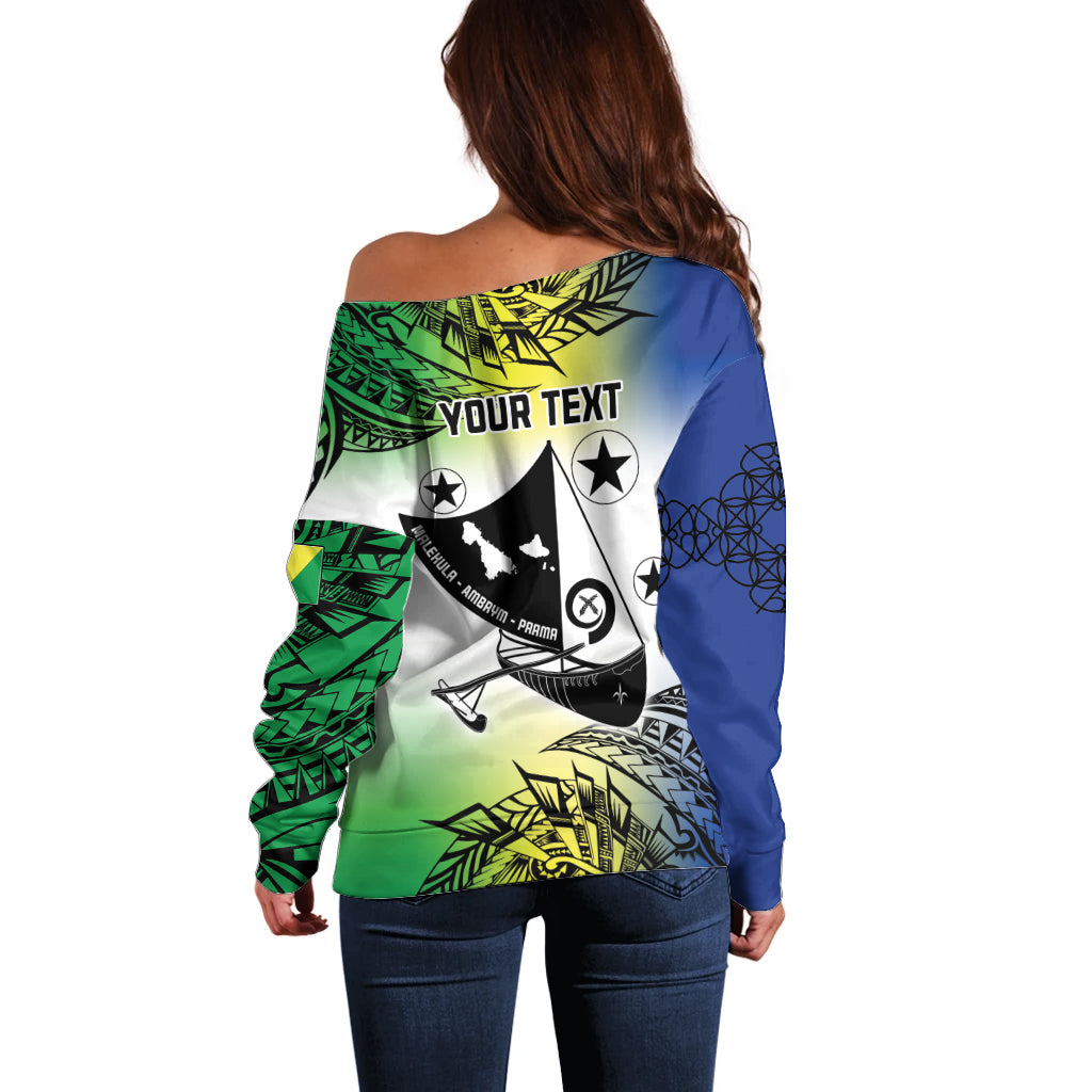 Malampa Day Off Shoulder Sweater Emblem Gradient Style LT7 - Polynesian Pride