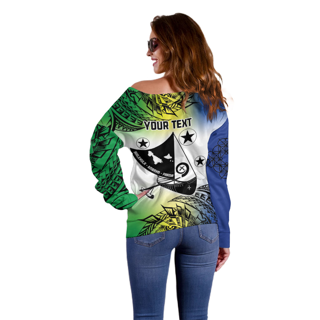 Malampa Day Off Shoulder Sweater Emblem Gradient Style LT7 - Polynesian Pride