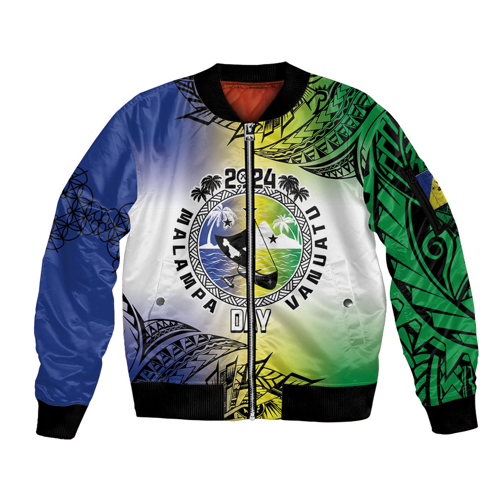 Malampa Day Sleeve Zip Bomber Jacket Emblem Gradient Style LT7 Unisex Colorful - Polynesian Pride