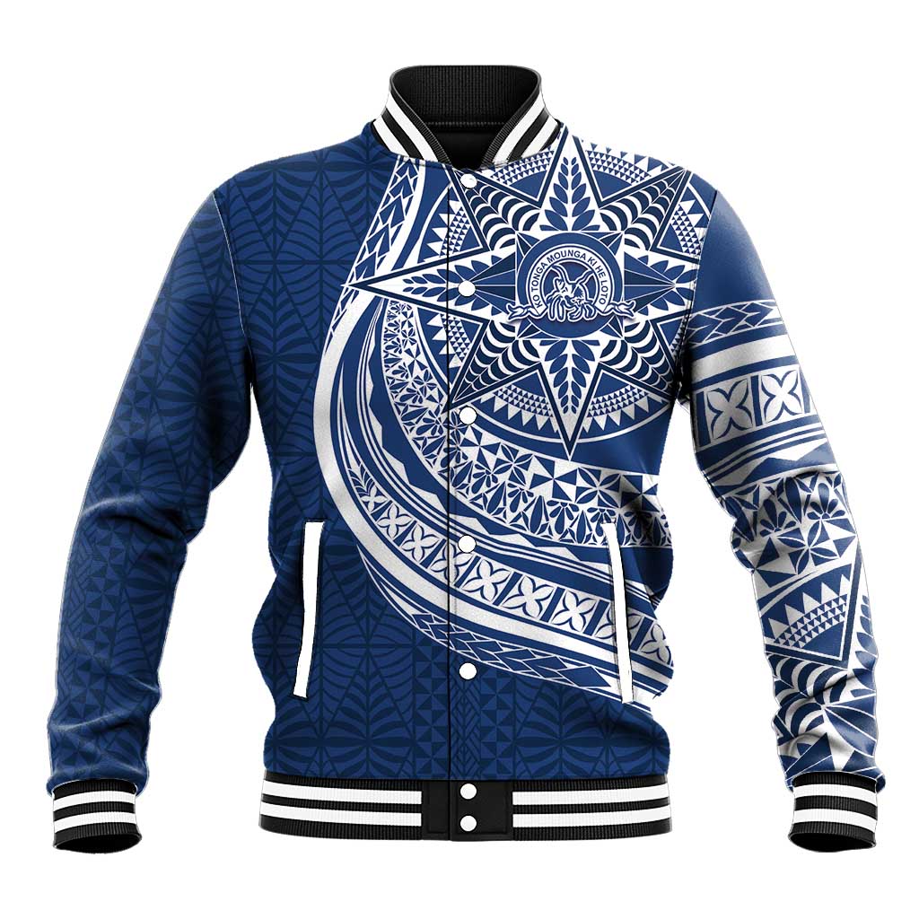 Tonga Queen Salote College Personalized Baseball Jacket Ngatu Tokelaufeletoa Motifs LT7 Unisex Navy Blue - Polynesian Pride