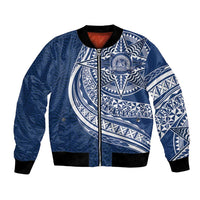 Tonga Queen Salote College Personalized Bomber Jacket Ngatu Tokelaufeletoa Motifs LT7 Unisex Navy Blue - Polynesian Pride