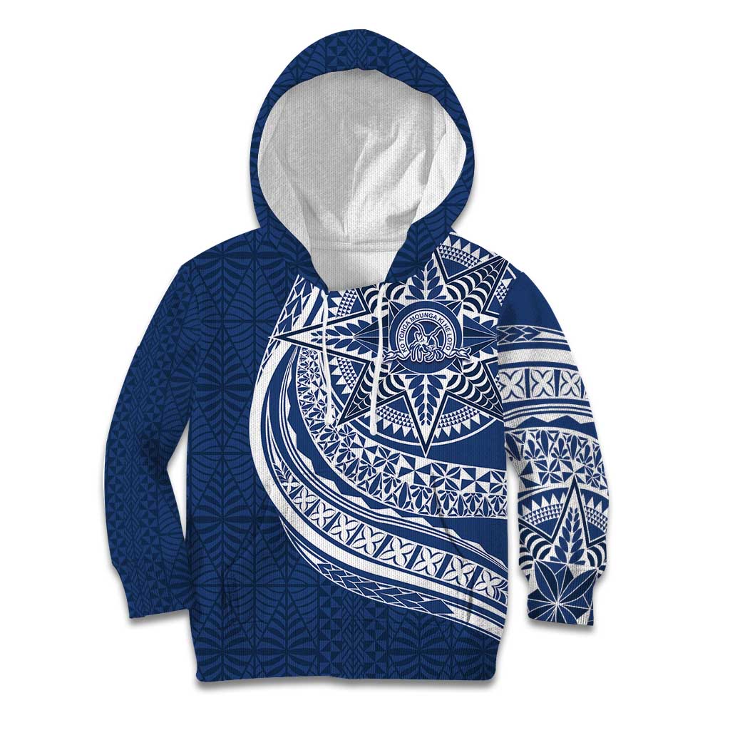Tonga Queen Salote College Personalized Kid Hoodie Ngatu Tokelaufeletoa Motifs LT7 Hoodie Navy Blue - Polynesian Pride