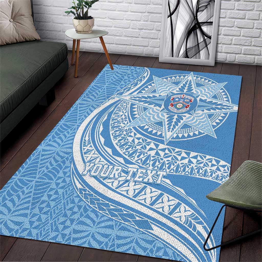 Tonga Apifo'ou Kolisi Personalized Area Rug Ngatu Tokelaufeletoa Motifs LT7 Light Blue - Polynesian Pride