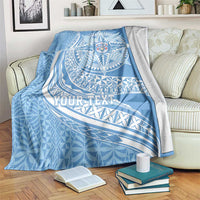 Tonga Apifo'ou Kolisi Personalized Blanket Ngatu Tokelaufeletoa Motifs LT7 Light Blue - Polynesian Pride