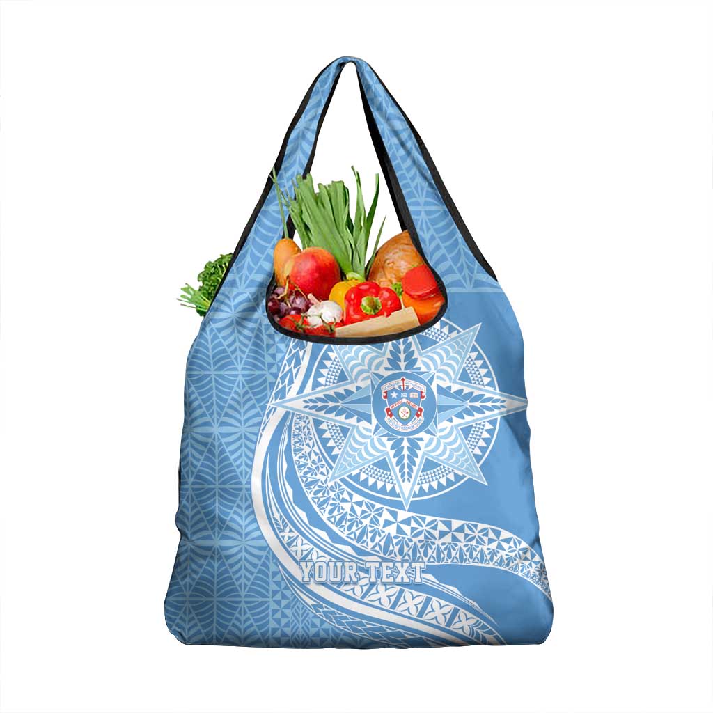 Tonga Apifo'ou Kolisi Personalized Grocery Bag Ngatu Tokelaufeletoa Motifs LT7 1-pack One Size Light Blue - Polynesian Pride
