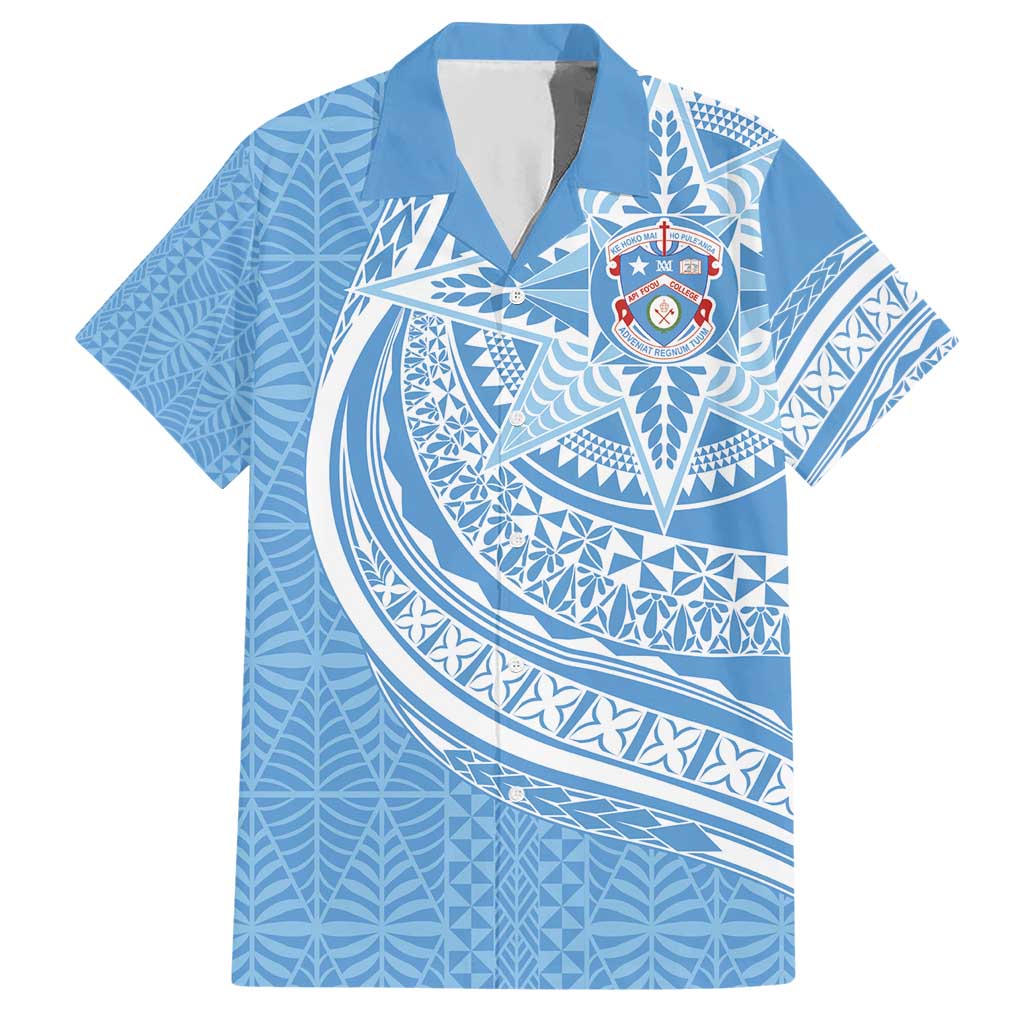 Tonga Apifo'ou Kolisi Personalized Hawaiian Shirt Ngatu Tokelaufeletoa Motifs LT7 Light Blue - Polynesian Pride