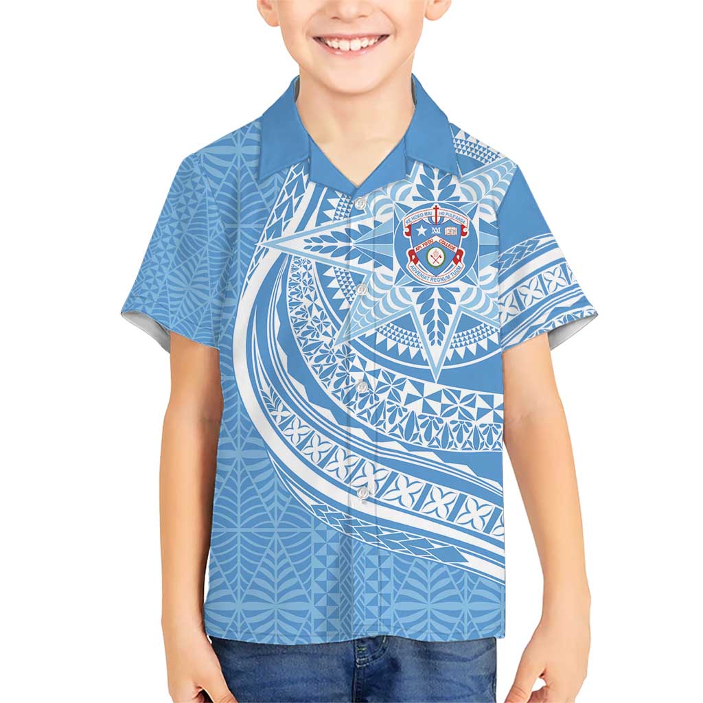 Tonga Apifo'ou Kolisi Personalized Kid Hawaiian Shirt Ngatu Tokelaufeletoa Motifs LT7 Kid Light Blue - Polynesian Pride