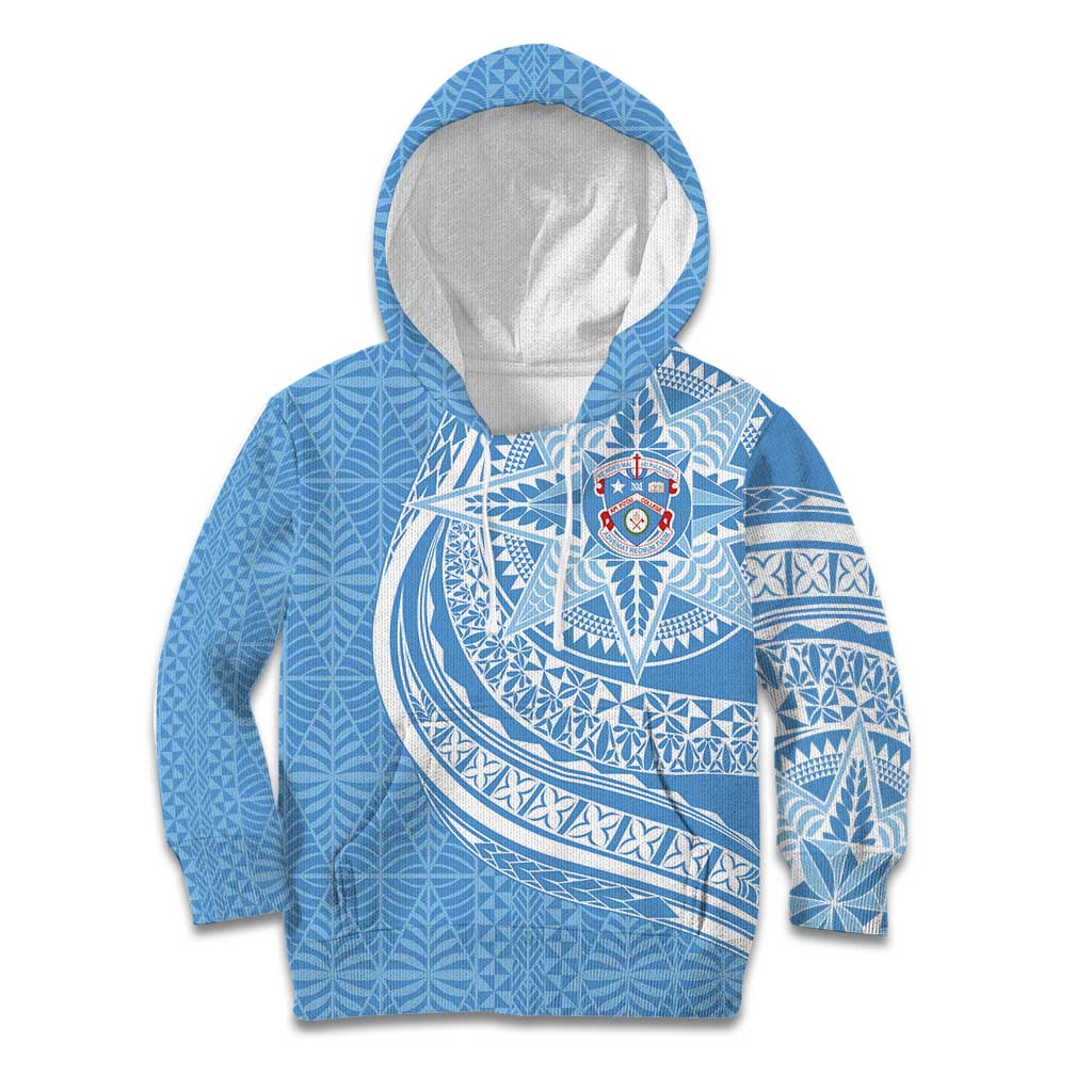 Tonga Apifo'ou Kolisi Personalized Kid Hoodie Ngatu Tokelaufeletoa Motifs LT7 Hoodie Light Blue - Polynesian Pride