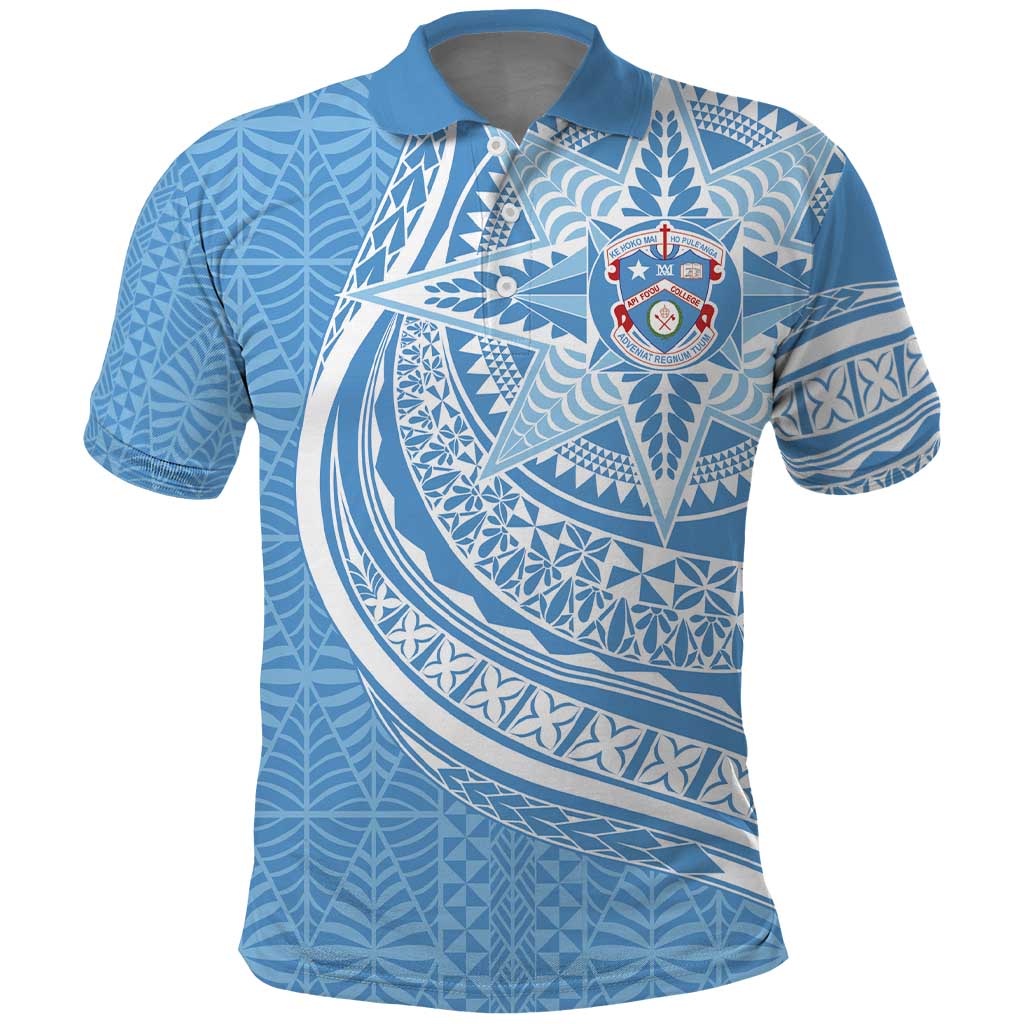 Tonga Apifo'ou Kolisi Personalized Polo Shirt Ngatu Tokelaufeletoa Motifs LT7 Light Blue - Polynesian Pride