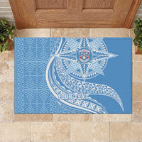Tonga Apifo'ou Kolisi Personalized Rubber Doormat Ngatu Tokelaufeletoa Motifs LT7 Light Blue - Polynesian Pride