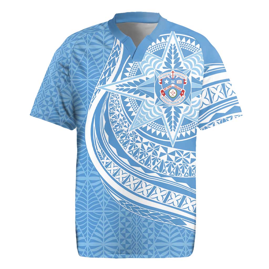 Tonga Apifo'ou Kolisi Personalized Rugby Jersey Ngatu Tokelaufeletoa Motifs LT7 Light Blue - Polynesian Pride