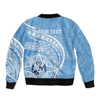 Tonga Apifo'ou Kolisi Personalized Sleeve Zip Bomber Jacket Ngatu Tokelaufeletoa Motifs LT7 - Polynesian Pride