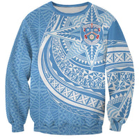 Tonga Apifo'ou Kolisi Personalized Sweatshirt Ngatu Tokelaufeletoa Motifs LT7 Unisex Light Blue - Polynesian Pride